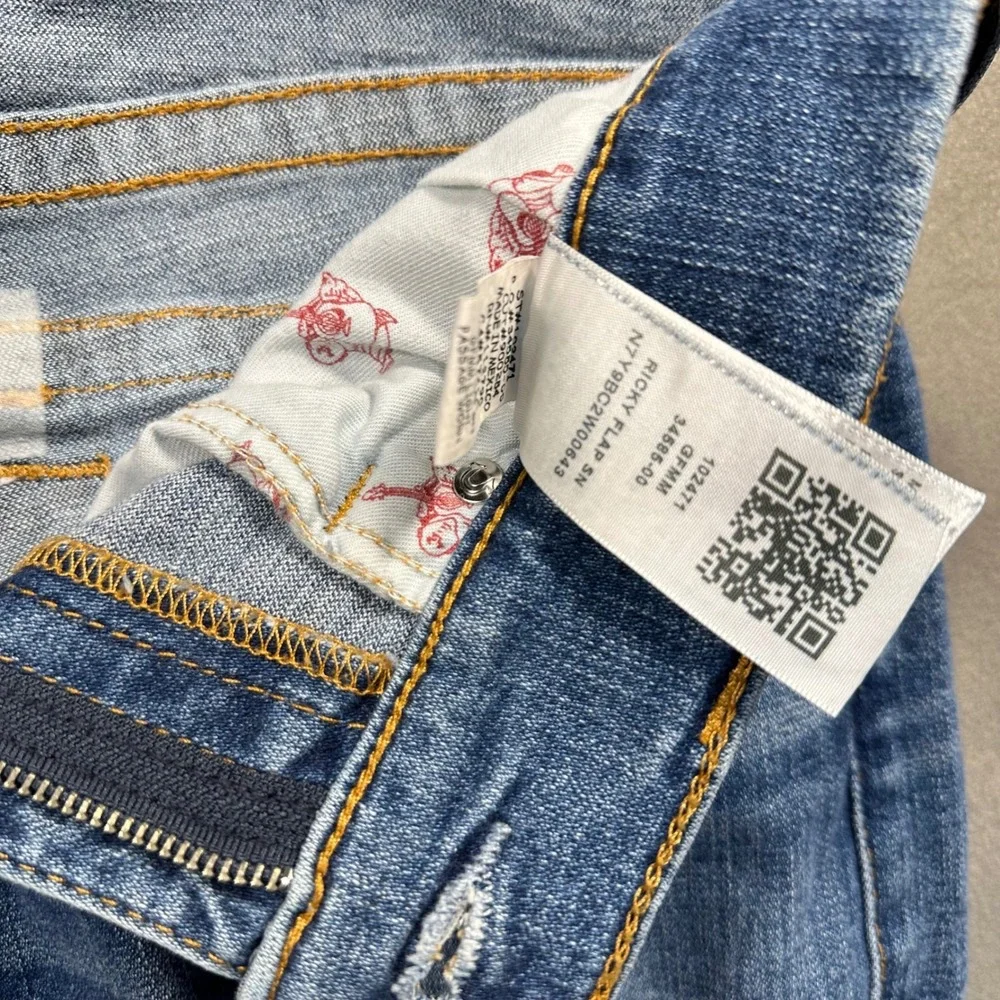True‎ Religion Jeans Mens 34 Blue Distressed Horseshoe Flap Pocket Excellent